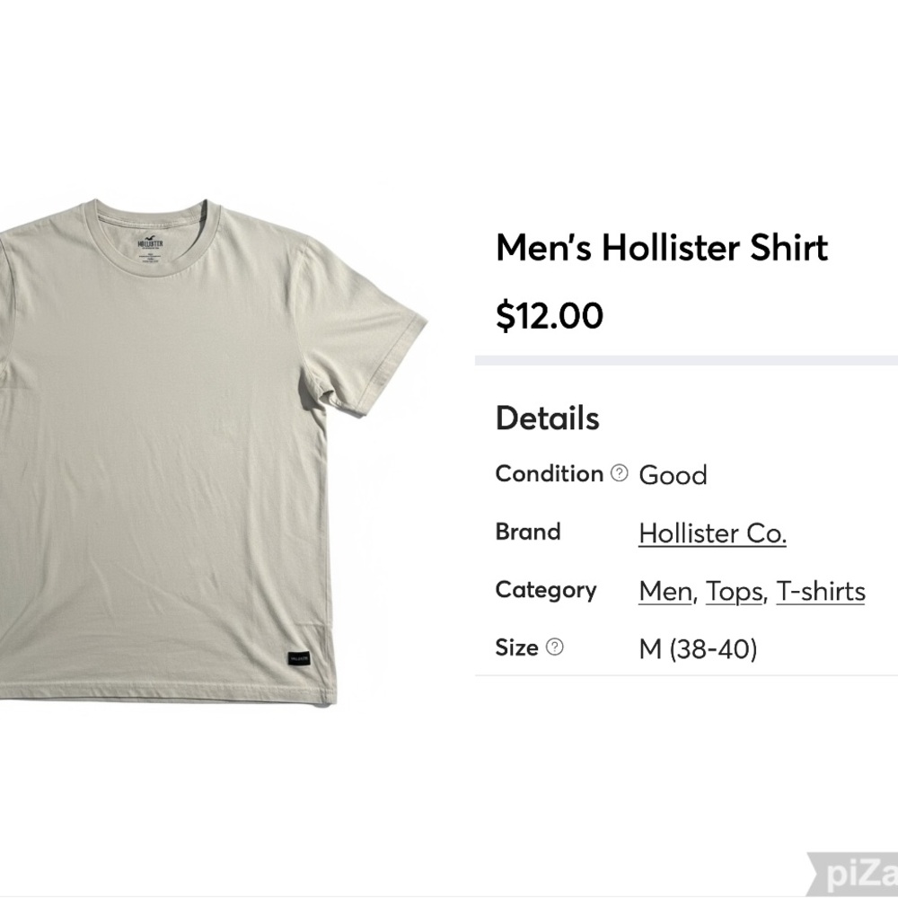 Hollister Men's Light Gray Short Sleeve Tee